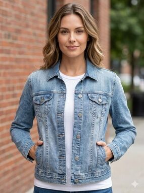 Women's Light Blue Denim Jacket - Classic Casual Jean Jacket